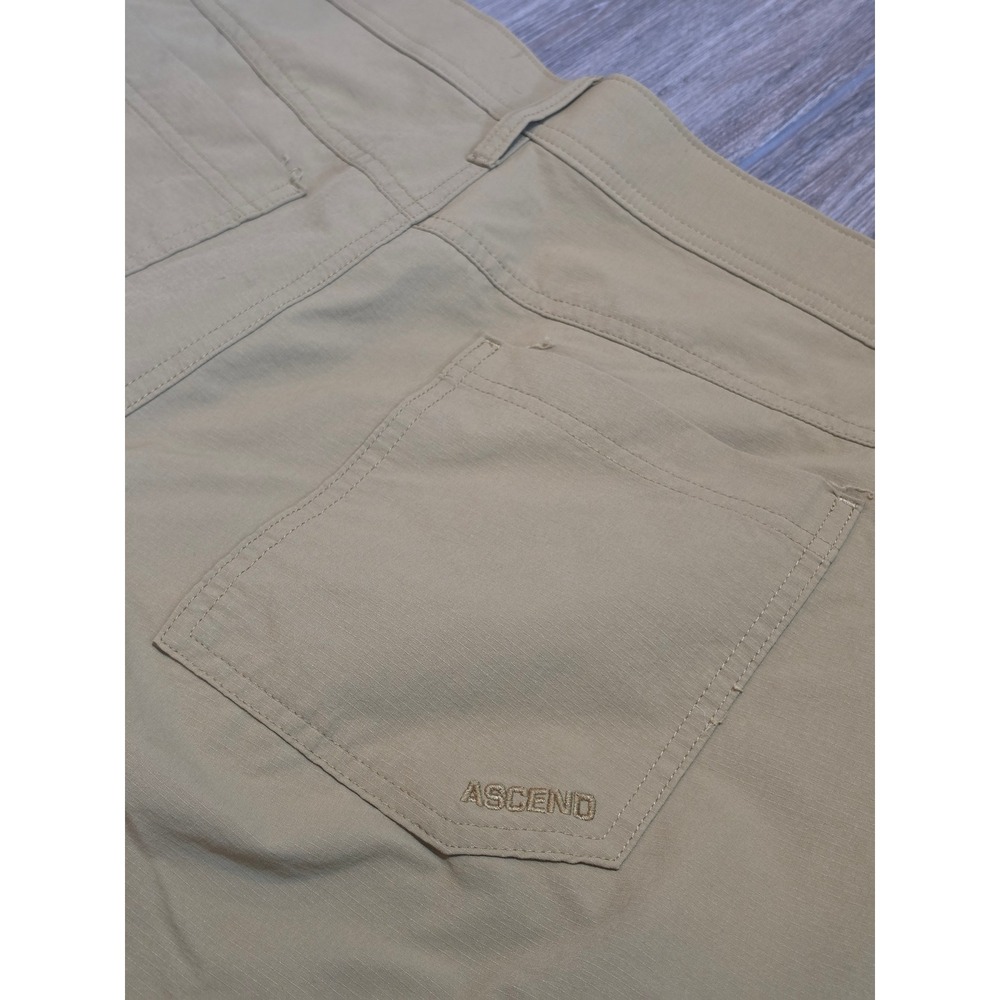 Ascend Mens Hiking Pants 38x30 Tan Khaki Nylon Stretch Outdoor Trail Trousers